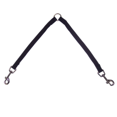 Dual Dog Lead Black Two Snaps [SZ:25mm x 45cm]