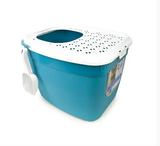 Poowee Cat Litter Box Dual Entry Top Exit Teal