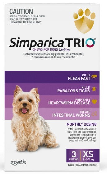 Simparica Trio 2.6-5Kg (Purple) 3 Pack – Uncle Tom's Pet & Poultry